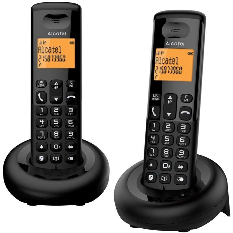 ALCATEL E160 DUO BLACK – TELEFONO CORDLESS CON DUE PORTATILI E DISPLAY RETROILLUMINATO