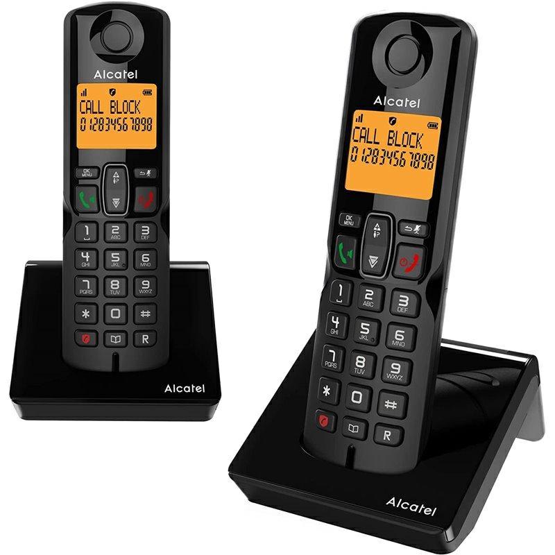 ALCATEL S280 DUO BLACK – TELEFONO CORDLESS CON DUE PORTATILI E DISPLAY RETROILLUMINATO