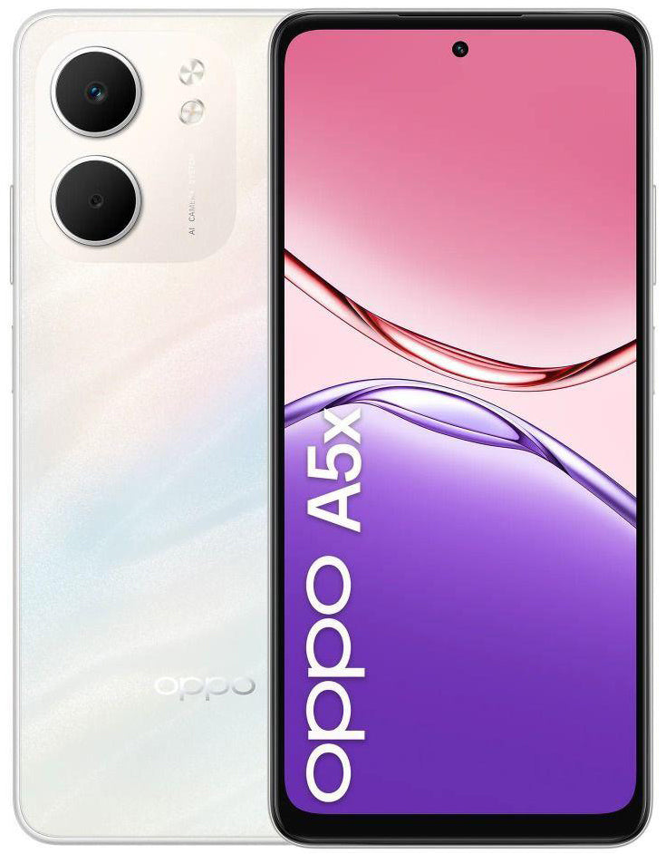 OPPO A5X 4G 4+128GB 6.67" LASER WHITE DS | DISPLAY FULL HD+, FOTOCAMERA AI, BATTERIA A LUNGA DURATA